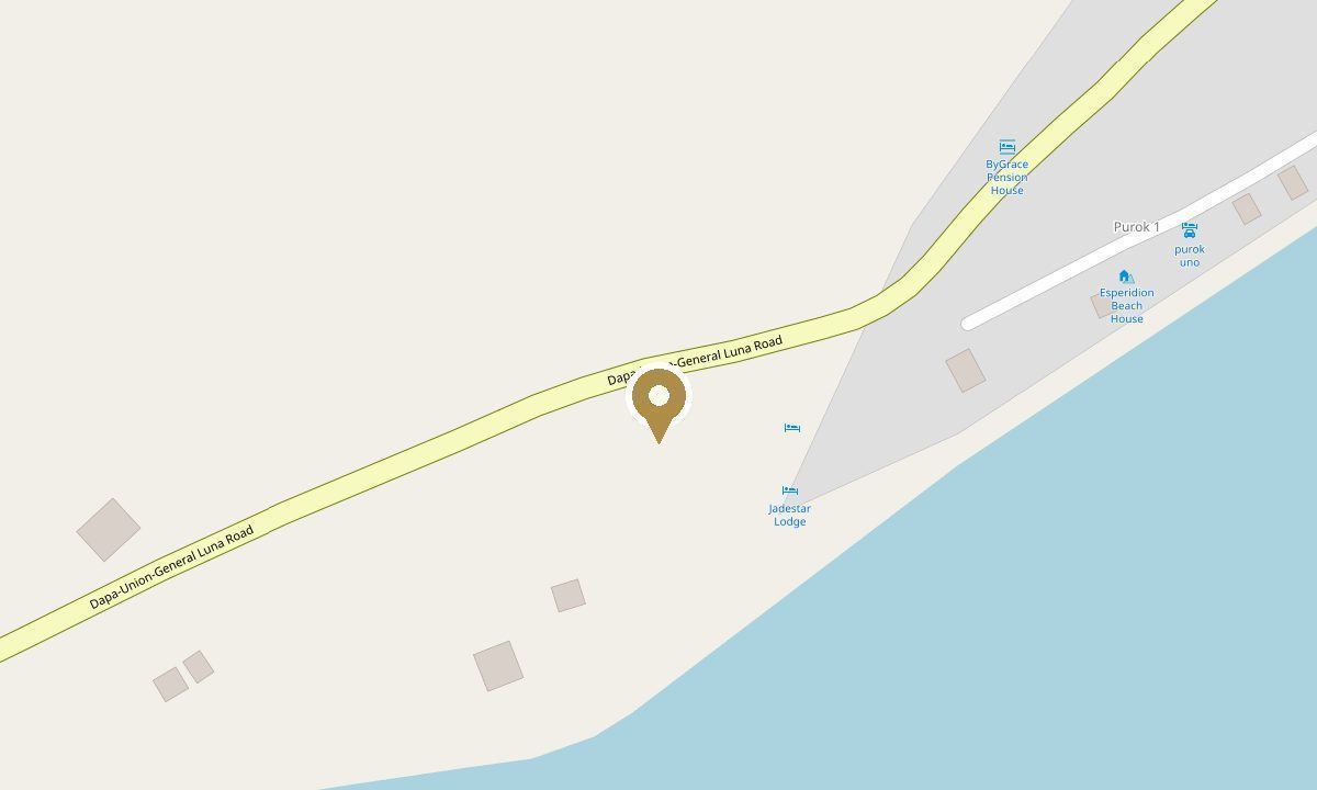 Map of the Hibla showroom on the Dapa–General Luna road